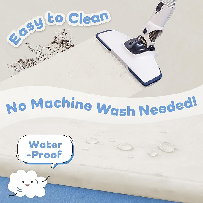 1.5" Thick Padded Baby Play Mat for Floor Tummy Time, Pro Soft Foam Activity Playroom Playmats, Easy Care with Non-Slip Safe for Infant Toddler Kids Crawling 59"x 71" (Cream)