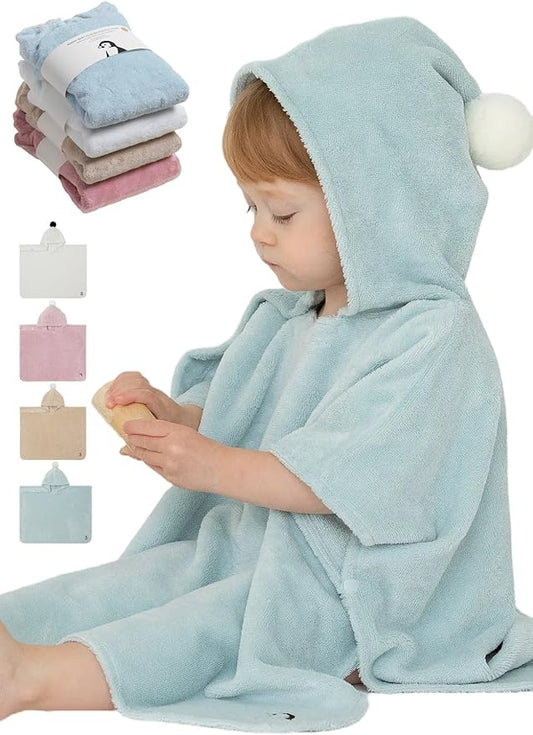Konny Baby Hooded Towel Plush Thick & Cozy Soft-Touch Absorbent Rayon from Bamboo Cotton Baby Bath Beach Towel, Oeko-TEX, Newborn Boys Girls Toddler (Mint, Medium)
