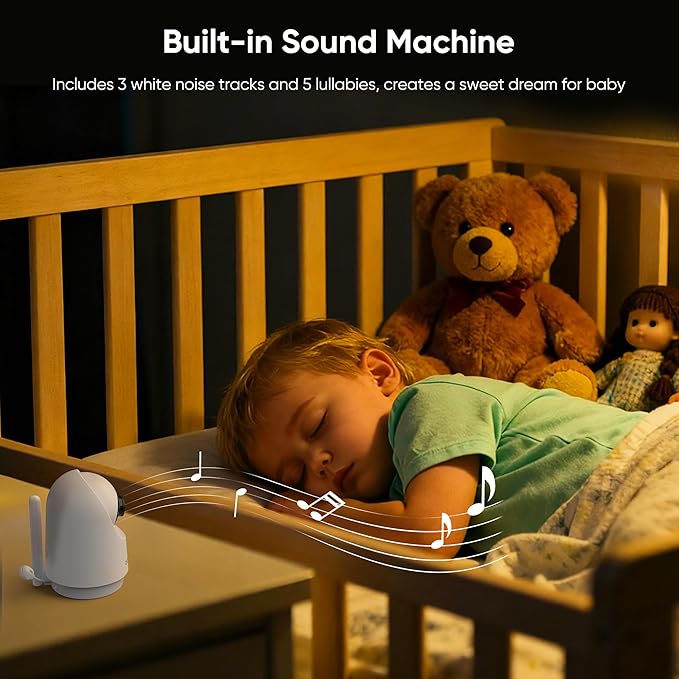 bonoch 7" Baby Monitor No WiFi, Upgraded 1080P HD MegaView Video Monitor with Camera and Audio, 6000mAh Battery, VOX Mode, Night Vision, Hack Proof, Remote PTZ, White Noise, Gifts for Parents