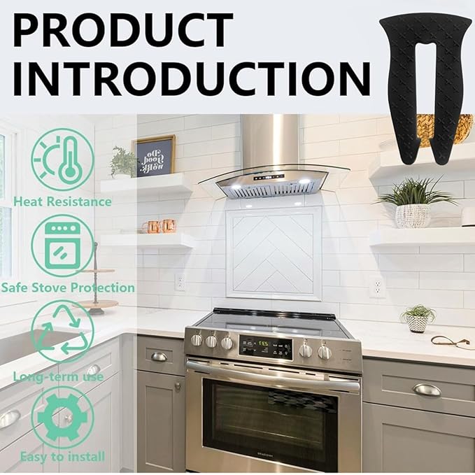 Universal Stove Knob Locks (5-Pack-Black) - Child Proof Gas Stove Safety Lock with Key, Easy Install No Tools Needed, Heat Resistant Baby Proofing Essentials for Kitchen Cooktop