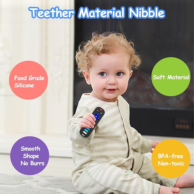 YAPROMO Baby Teething Toys,2 Pcs TV Remote Control Shape Teether Toys,Food Grade Silicine Chew Toy