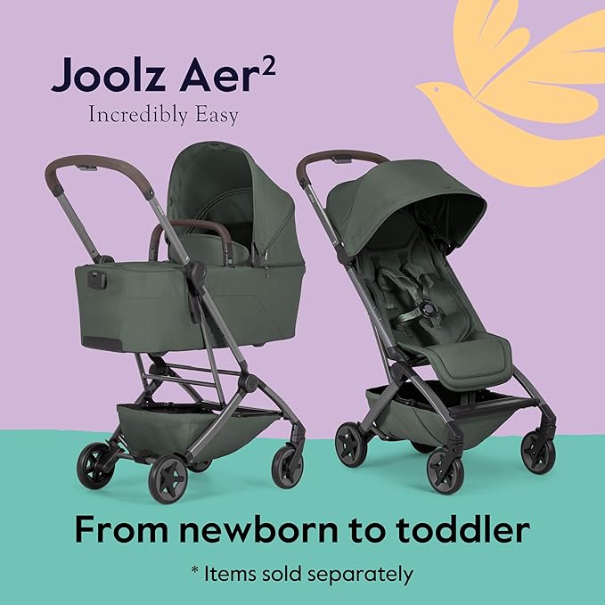 Joolz Aer2 Lightweight Travel Stroller for Baby & Toddler – Ultra-Compact One-Hand Foldable Stroller, Reclining Seat, UPF 50+ Canopy, Adjustable Leg Rest, Carry-On & Airplane Approved (Forest Green)