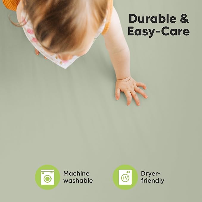 2-Pack Mini Crib Sheets Fitted - 38x26 Pack N Play Sheets for Pack and Play Mattress, Organic Cotton, Soft & Breathable Playard Bedding, Neutral Mini Toddler Bed Cover for Boys, Girls (Foxtrot)