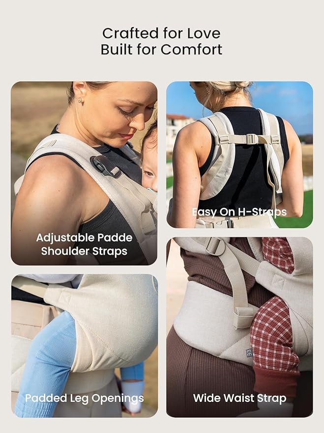 GROWNSY Baby Carrier, One-Click Release Clasp for Easy to Wear, Cozy Wraps Carrier Newborn to Toddler with Head Support(7-44lbs), Ergonomic & Lightweight for Infant to Toddler, Cream