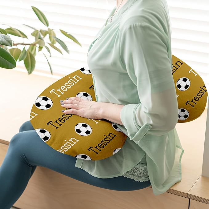 Rucekia Baby Nursing Pillow Cover - Personalized Name Soccer Theme Breastfeeding U-Shaped for Bottle Feeding, Ultra Soft Comfortable Breastfeeding Pillow Cover for Infant Baby Boys and Girls