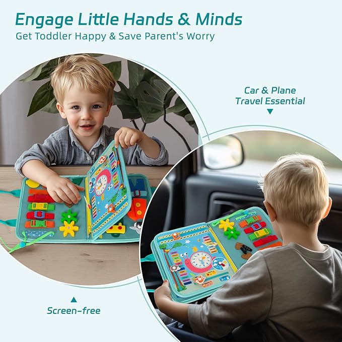 Busy Board Montessori Toys for Boy Girl Birthday Gifts, Busy Book Learning Sensory Easter Toys for Toddlers, Toddler Travel Autism Educational Activities Fine Motor Skills