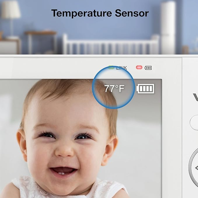 VTech 2-Cameras Video Baby Monitor with 7" Color LCD Screen, Rechargeable Battery, Video and Audio Streaming, Pan-Tilt-Zoom, Touch Multi-Color Night Light, Two-Way Talk: Advanced Max Twin (Blue)