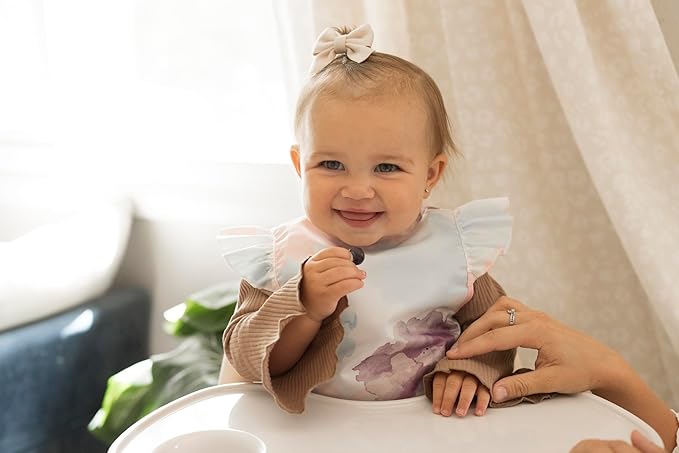 Tiny Twinkle Mess Proof Baby Bib for Girls | Waterproof Toddler Bib for Eating | Baby Apron for Feeding | Machine Washable | Perfect Shower Gift (Cotton Candy, 6–24M)