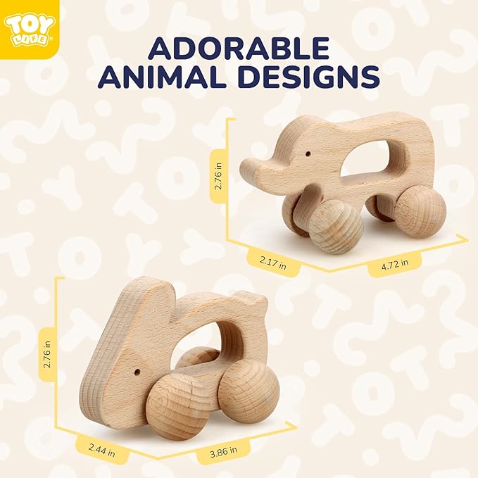 TOY Life Wooden Toys Cars, Montessori Baby Toys 6-12 Months, Wooden Baby Toys Rattle Cars for Toddlers 1-3, Baby Boy Nursery Decor, Montessori Toys for 1 Year Old Boy (Animal Set)