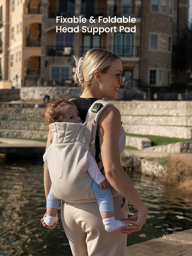 GROWNSY Baby Carrier, One-Click Release Clasp for Easy to Wear, Cozy Wraps Carrier Newborn to Toddler with Head Support(7-44lbs), Ergonomic & Lightweight for Infant to Toddler, Cream