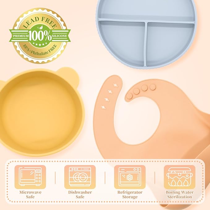 CHCC Silicone Baby Feeding Set 21 Pcs, Baby Led Weaning Supplies, Baby Feeding Supplies Set BPA Free, Essentials for Newborn Gift Mixed