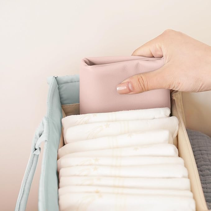 Konssy Faux Leather Baby Changing Mat, Waterproof, Wipeable & Portable Diaper Changing Pad for Travel or Home, Fits Perfectly in Diaper Bag, 30 x 17 inches (Blossom,Pink)