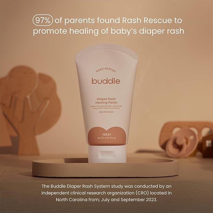 Buddle Diaper Rash Rescue Healing Ointment For Baby, 40% Zinc Oxide, Repairs & Nourishes, Pediatrician Tested, Fragrance-Free, 4 oz