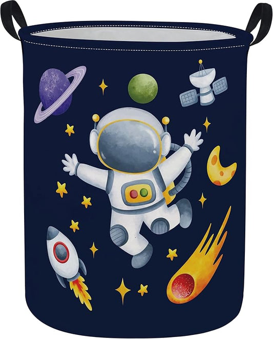 ESSME Kids Laundry Basket,Space Hamper Collapsible Canvas Waterproof Storage Bin for Boys, Nursery Hamper,Gift Baskets,toy bins(Astronaut)