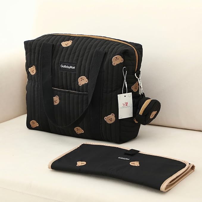 3pc Diaper Bag Tote Set, Hospital Bag for Labor & Delivery, Maternity Travel Bag with Changing Pad & Pacifier Case