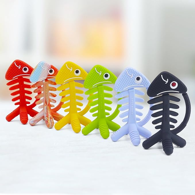 3 in 1 Infant Toys, Baby Teething Toys 3–6 6–12 Months, Teethers for Babies 0–3–6–12 Months for Teething Relief, Baby Gift, Baby Teether Toys,Silicone Sensory Toys,USA Patent Pending,Fish (Baby Blue)
