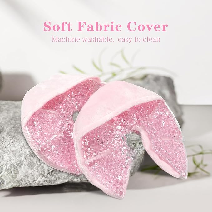 Hot/Cold Breast Gel Ice Packs Breast Cooling/Heat Pads Relief for Breastfeeding, Nursing Pain, Mastitis, Engorgement, Swelling, Plugged Ducts | Boost Milk Let-Down & Production,2 Pack (Pink)