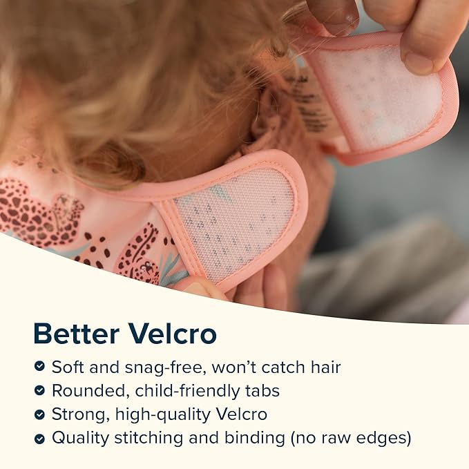 Tiny Twinkle Mess Proof Baby Bib for Girls | Waterproof Toddler Bib for Eating | Baby Apron for Feeding | Machine Washable | Perfect Shower Gift (Toile, 6–24M)