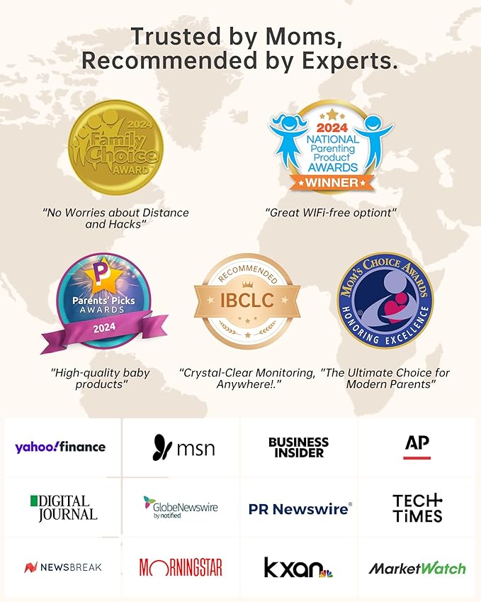 Jartoo 2K 5.5" Video Baby Monitor with Camera and Audio,AI Cry Detect 1860ft Long Range Baby Monitor No WiFi Baby Camera Wireless,Clear Night Vision,ANC, 2-Way Talk,White Noise,6000mAh [2025 New]