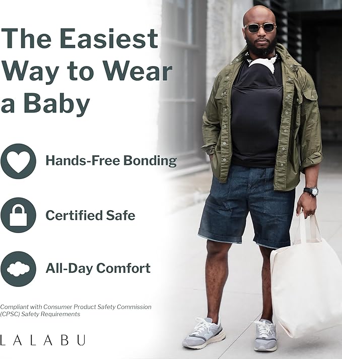Lalabu Long-Sleeve Dad Shirt - Baby Wraps Carrier for Dad with Hand-Free Patented Pouch - Engineered for Bonding, Safety, & Comfort for Newborns Up to 15 Lbs. - CPSC Compliant