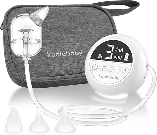 Koalababy Electric Nasal Aspirator for Baby – Hospital-Grade Nose Suction, 9 Suction Levels, Baby Nose Sucker, Nasal Cleaner, Night Light & Music, Soft Silicone Tips, Travel Bag