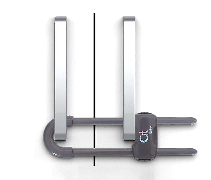 QT BABY - 20 Pack - Baby Proofing Cabinet Locks Adjustable U Shaped Baby Safety Latches for Drawers, Fridge, Closet Modern Baby Proofing Cabinet Lock with Extra Secure Lock Buttons (Thunder Grey)