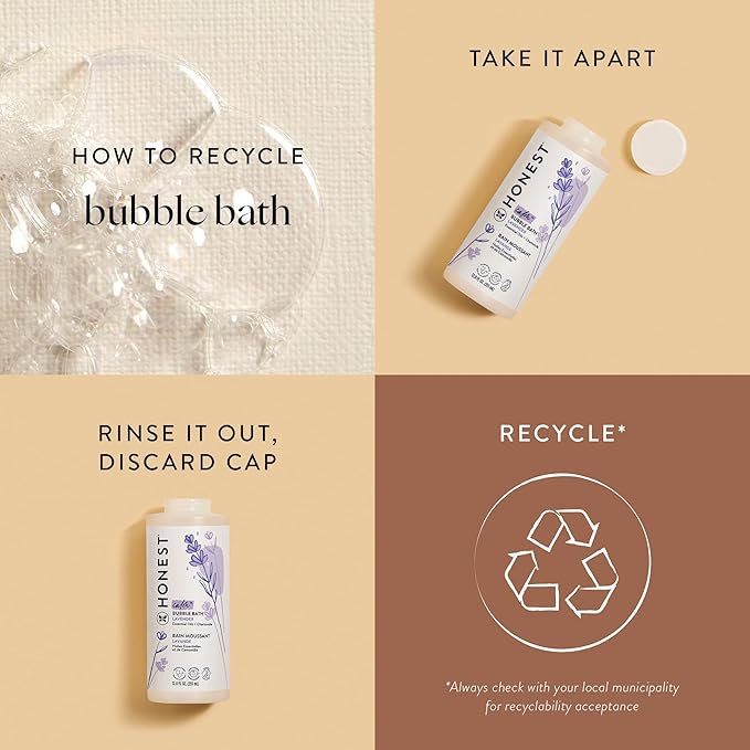 The Honest Company Foaming Natural Bubble Bath, Tear-Free, Hypoallergenic, Baby Wash, Lavender Calm, 12 fl oz