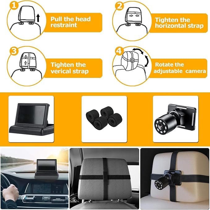 Itomoro Baby Car Mirror, View Infant in Rear Facing Seat with Wide Crystal Clear View,360° Rotation Plug and Play Easy Install baby car monitor 1080p