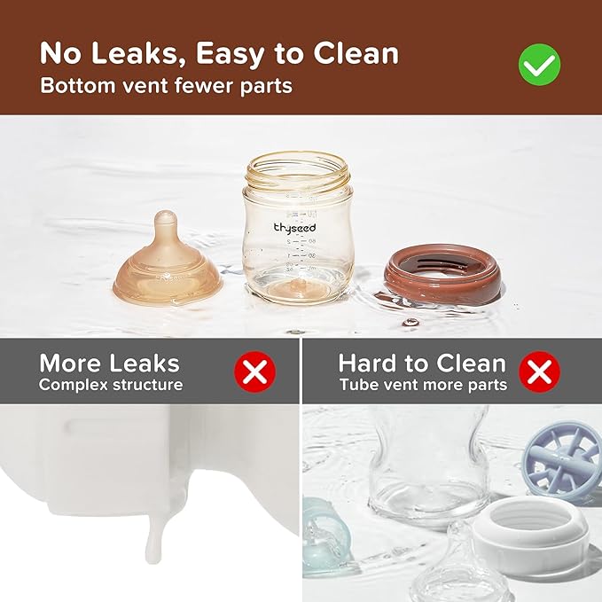 Thyseed PPSU Natural Anti-Colic Baby Bottles | Newborn Breast Like Nursing Bottle for Breastfed Babies with Nipple, (2+ Months 8 Ounce,1 Pack