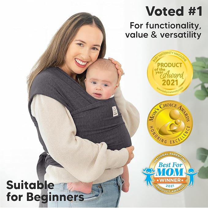 KeaBabies Baby Wrap Carrier - All in 1 Original Baby Carrier Newborn to Toddler Sling, Easy to Wear, Hands Free Bonding, Lightweight, Breathable Infant Wraps (Mystic Gray)
