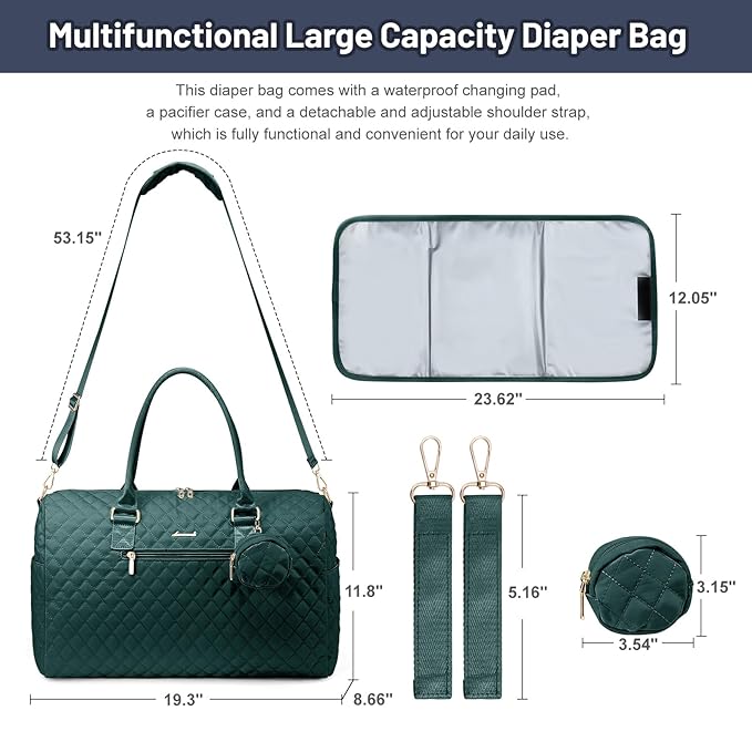 LOVEVOOK Diaper Bag Tote with Pacifier Case and Changing Pad, Large Capacity Mommy Bag for Hospital and Weekender Travel, Functional Baby Bag Newborn Baby Essential