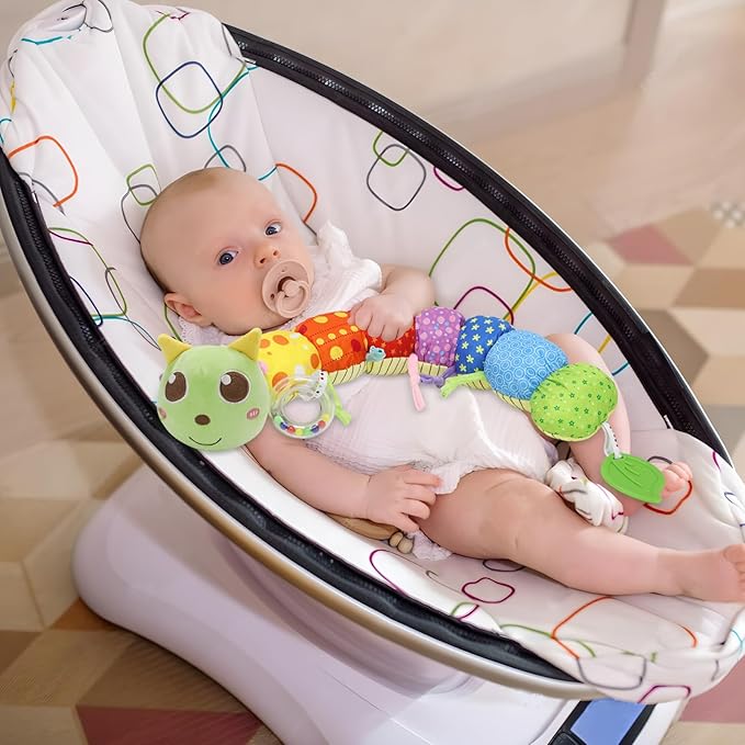 Infant Rattle Socks Toys 0 to 12 Months, Baby Wrist Rattle Foot Finder Socks Set, Birthday Holiday Present for Newborn Boy Girl 0/3/4/6/7/8/9/12/18 Months Kids Toddler (Green Caterpillar)