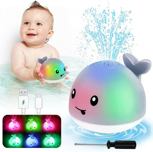 Bath Toys for Kids Ages 1-3 - Valentines Day Gifts for Kids,1 2 3 Year Boys Girls Gifts,Easter Basket Stuffers, Light Up Whale Bath Toy Sprinkler, Toddler Bathtub Pool Water Table Toys, Baby Gift