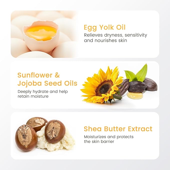 RUNBEN Nourishing Baby Face Cream with Egg Yolk Oil, 48H Deep Moisturizing, Advanced Repair Barrier Cream, Relieves Kids Dry & Sensitive Skin, Non-Toxic & Fragrance-Free, 1.76 oz