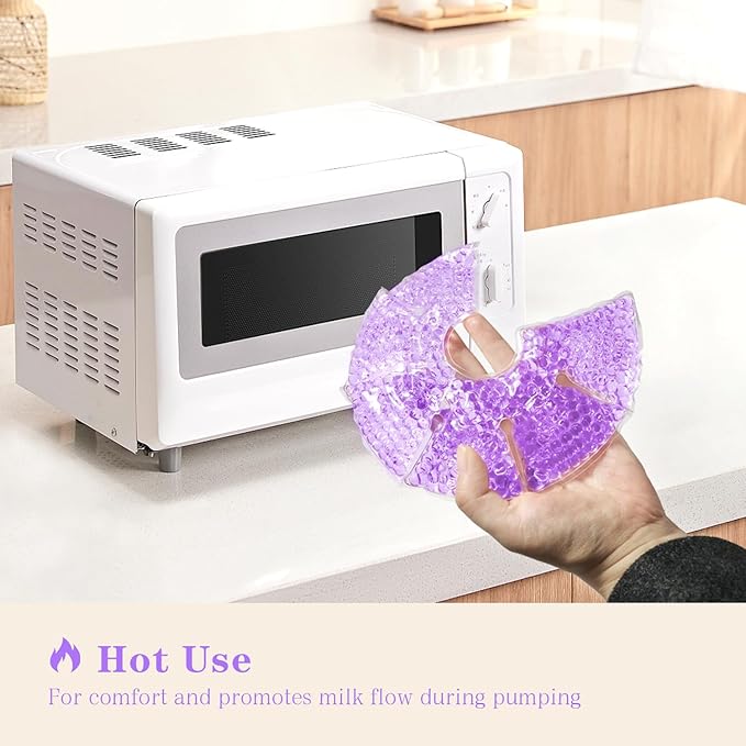 Hot/Cold Breast Gel Ice Packs Breast Cooling/Heat Pads Relief for Breastfeeding, Nursing Pain, Mastitis, Engorgement, Swelling, Plugged Ducts | Boost Milk Let-Down & Production,2 Pack (Purple)