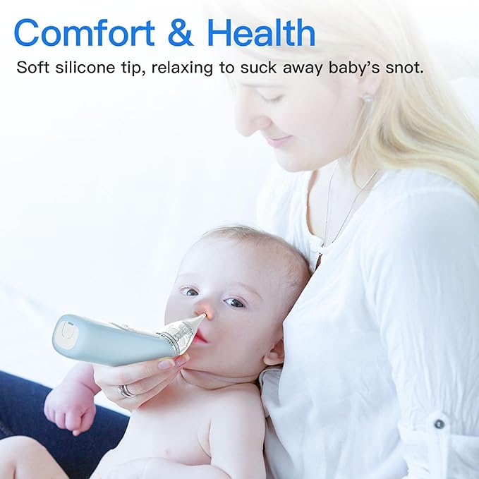 Nasal Aspirator for Baby, Electric Nose Sucker for Baby, Snot Sucker with 5 Levels Suction, Soothing Light & Nursery Rhymes