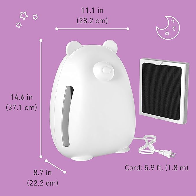 Pure Enrichment PureBaby Kids Bear Air True HEPA Air Purifier - 4 Stage Air Filtration, UV-C Light, and Night Light for Medium-Large Rooms - Baby Nurseries, Kid Bedrooms (White)