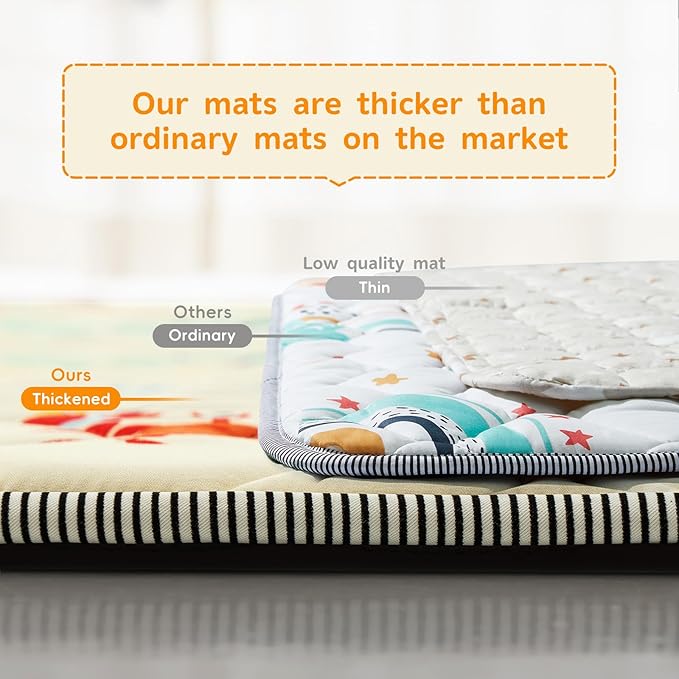 TreeBud Baby Play Mat - Thicken 71x59 Inch Soft Foam Crawling Mat for Playpen & Floor, Non-Slip Waterproof Playmats for Infants & Toddlers, Portable Foldable & Machine Washable, Beach Animals