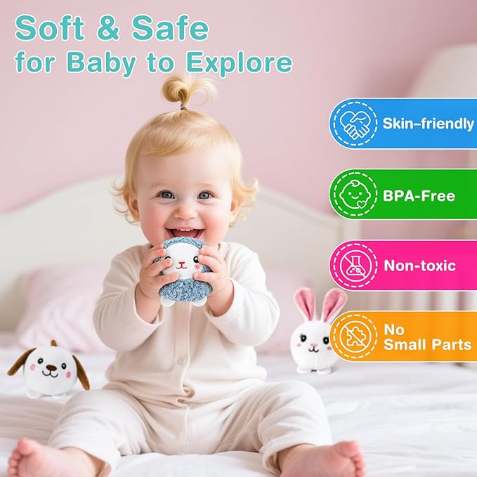 Baby Toys 6-12 Months, Barn Toy with Stuffed Farm Animals - Rattle, Crinkle Paper, Montessori Toys for 1 Year Old, Sensory Toy for Toddlers 1-3 Birthday Gifts Infant Christmas Stocking Stuffers