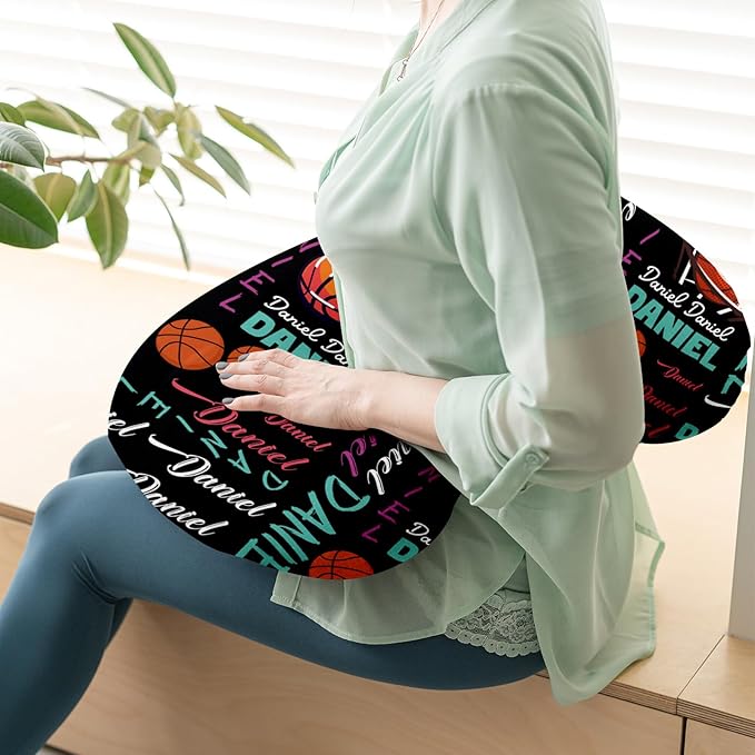 Rucekia Baby Nursing Pillow Cover - Personalized Name Basketball Theme Breastfeeding U-Shaped for Bottle Feeding, Ultra Soft Comfortable Breastfeeding Pillow Cover for Infant Baby Boys and Girls