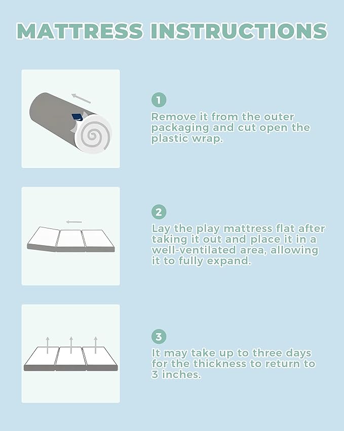 Trifold Pack and Play Mattress 38x26'' Breathable Soft Plush Memory Foam for Baby Toddler Travel Includes Carry Bag Removable Washable Cover Fits Play Pen Playard Pack n Play Mattress Pad