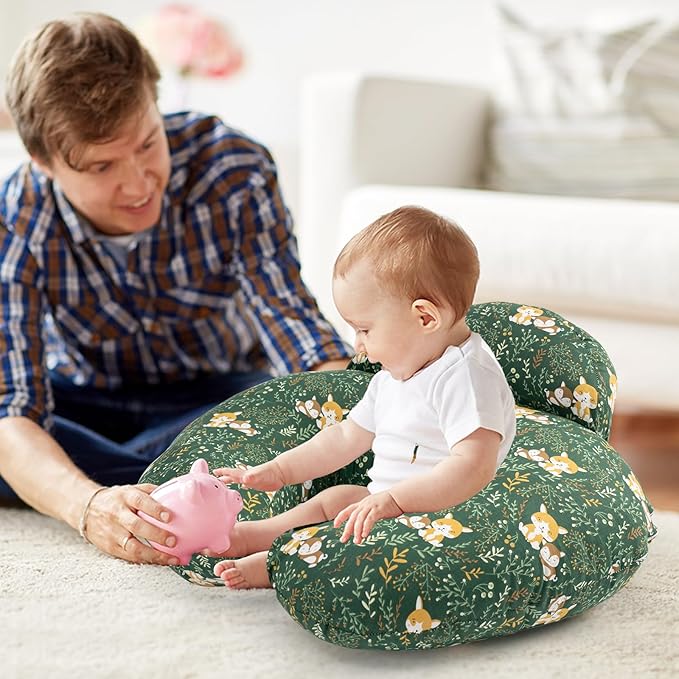 AMASKY Nursing Pillow for Breastfeeding, Animal Patterns Removable Cotton Cover, Support for Mom and Baby, Plus Size Ergonomic Design Breastfeeding Pillows, Machine Washable, Green, Pallet of Product