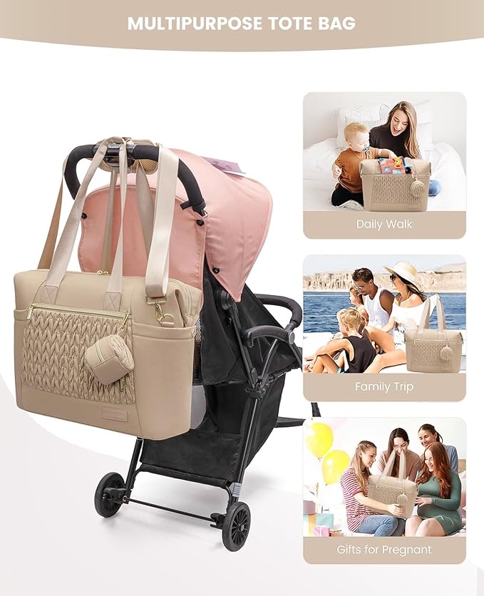 LOVEVOOK Diaper Bag Tote, Large Baby Diaper Bag Waterproof Travel Diaper Tote with Changing Pad