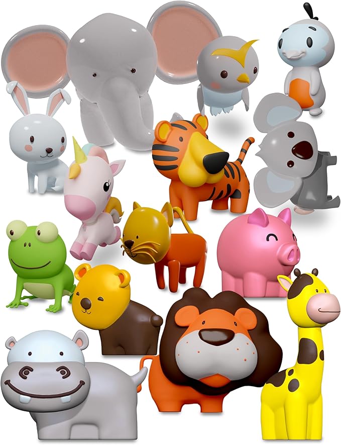 SplashEZ Mold Free Animals Bath Toys, No Hole Bath Toys for Toddlers, Bathtub 14 Animals Set for Kids, No Mold Floating Water Animals Set for Pool, BPA-Free Safe Fun, Infant Babies Ages 1 3 6 12 18 Mo