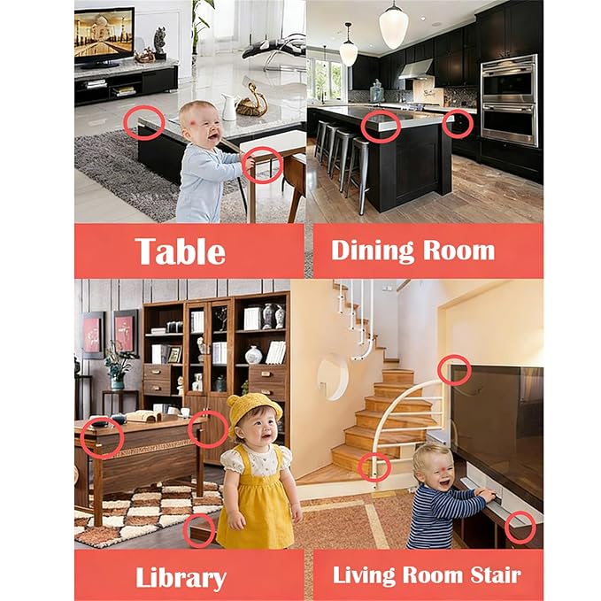 12 Pack Soft Corner Protector Baby Proofing Edge & Corner Guards, Furniture Safety Bumper for Table, Fireplace, Stair, Cabinet, (Beige)