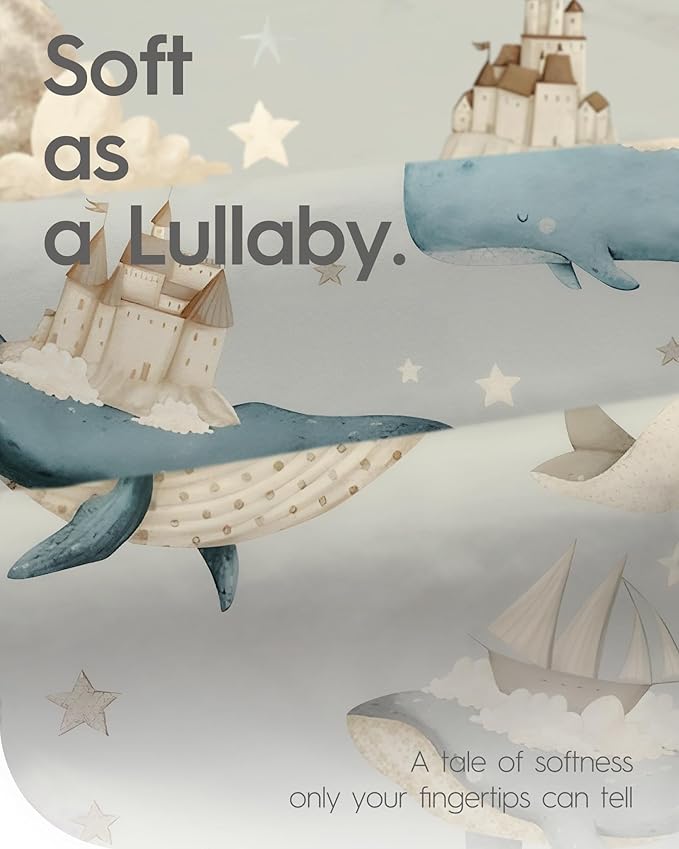 TotBasic Premium Soft Boho Changing Pad Covers for Girls & Boys - Stretchy Jersey Sheets - Fits Standard Changing Tables - 2 Pack (Whale Dreams)