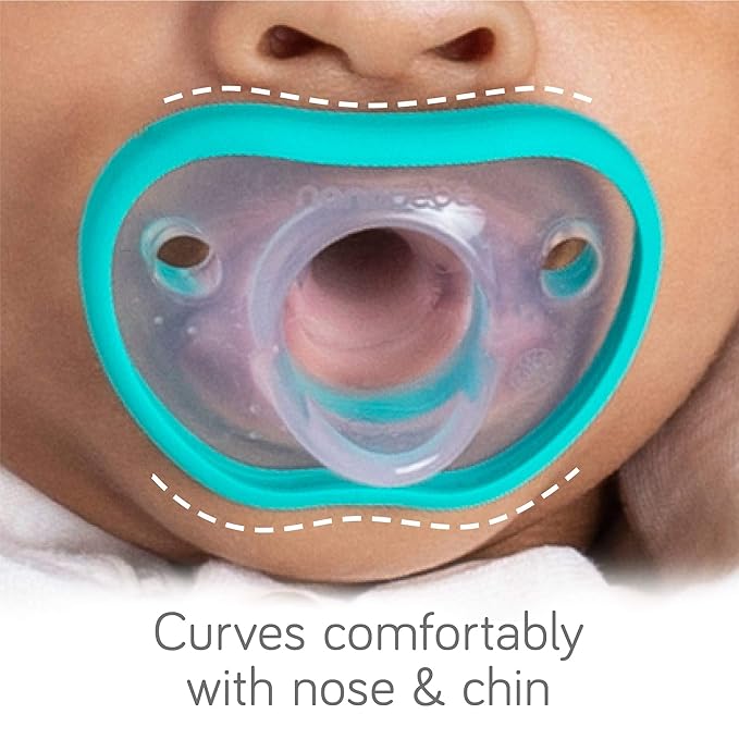 Nanobebe Baby Pacifiers 0-3 Month - Orthodontic, Curves Comfortably with Face Contour, Award Winning for Breastfeeding Babies, 100% Silicone, Perfect Baby Registry Gift 2pk,Grey