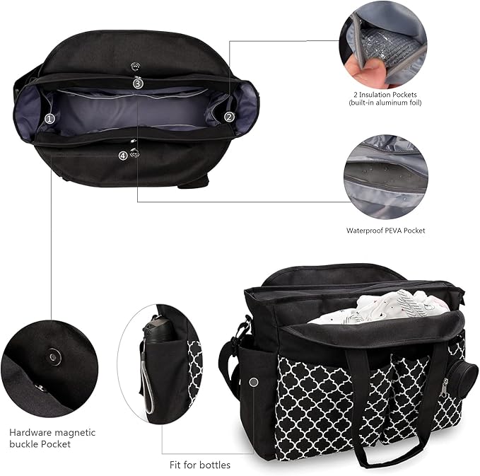Diaper Bag Tote Large Multi-Function Baby Changing Bag for Mom with Changing Station Travel Nappy Bag for Women