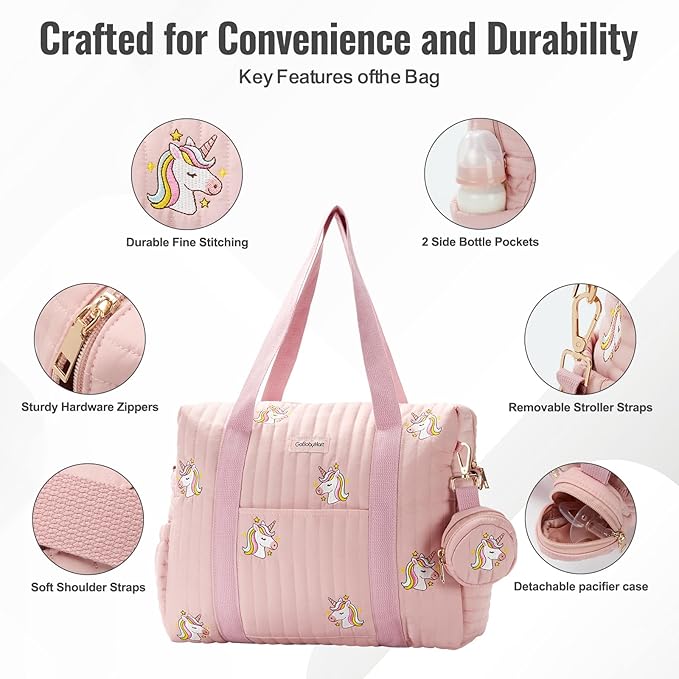 3pc Diaper Bag Tote Set, Hospital Bag for Labor & Delivery, Maternity Travel Bag with Changing Pad & Pacifier Case