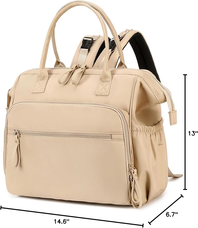 Large Diaper Bag Tote, 14 Pockets Stylish Baby Bag with Stroller Clips and 3 Insulated Pockets, Baby Shower Essentials